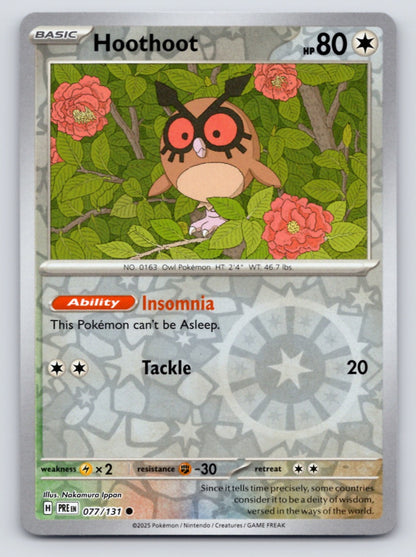 Hoothoot 077/131 SV Prismatic Evolutions (Reverse holo)