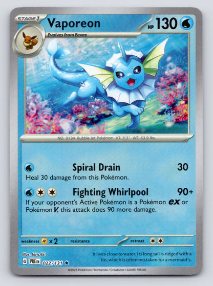 Vaporeon 022/131 SV Prismatic Evolutions (Pokéball Holo)