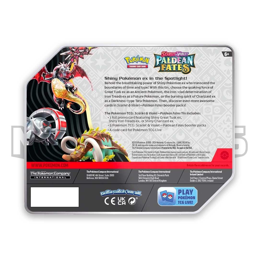 Pokmon TCG: Paldean Fates - Iron Treads ex Large Booster Tin Pokmon TCG: Paldean Fates - Iron Treads ex Large Booster Tin