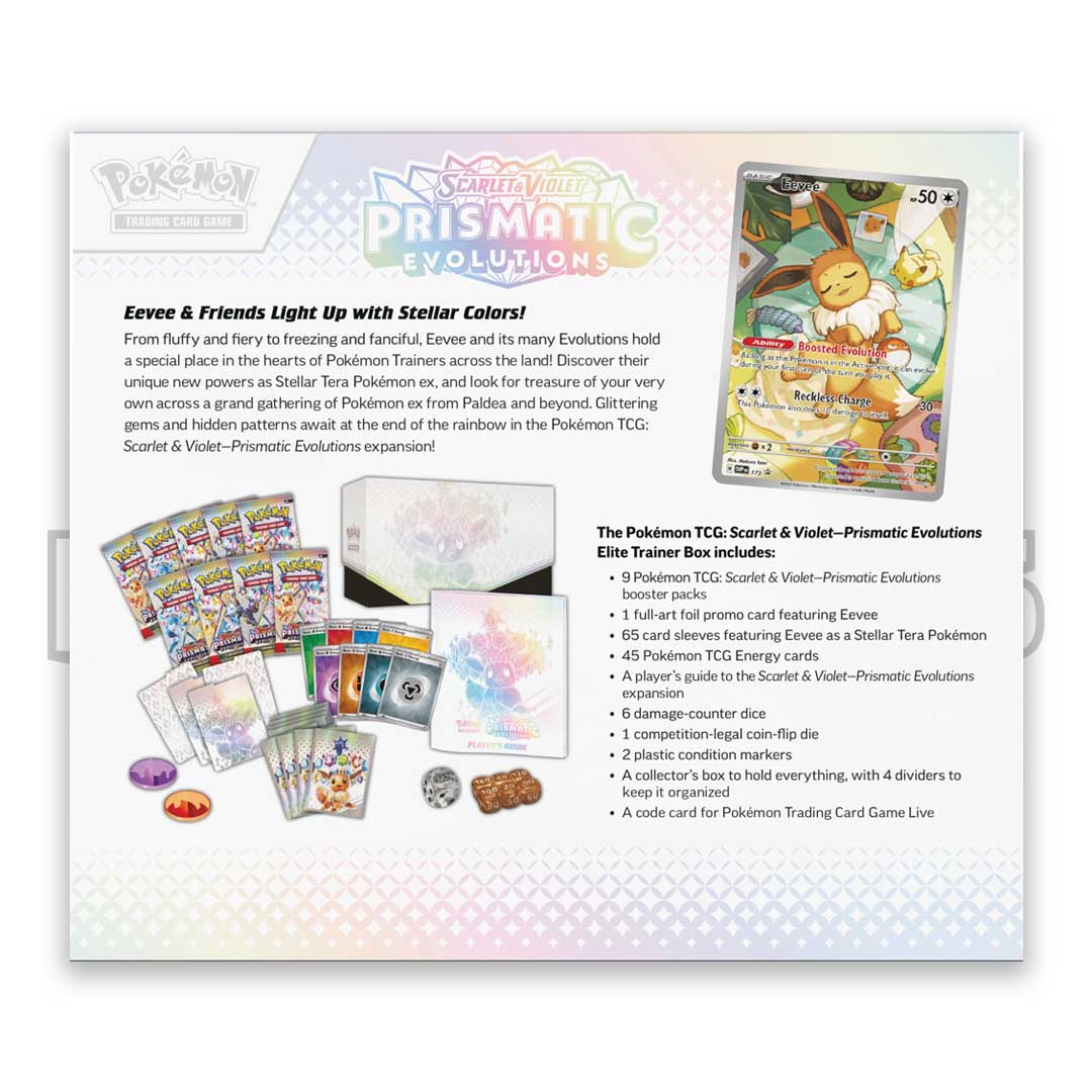 Pokemon scarlet and violet prismatic evolutions elite trainer box information