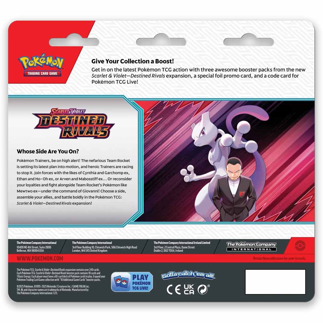 Pokemon Destined rivals 3 Pack Blister reverse