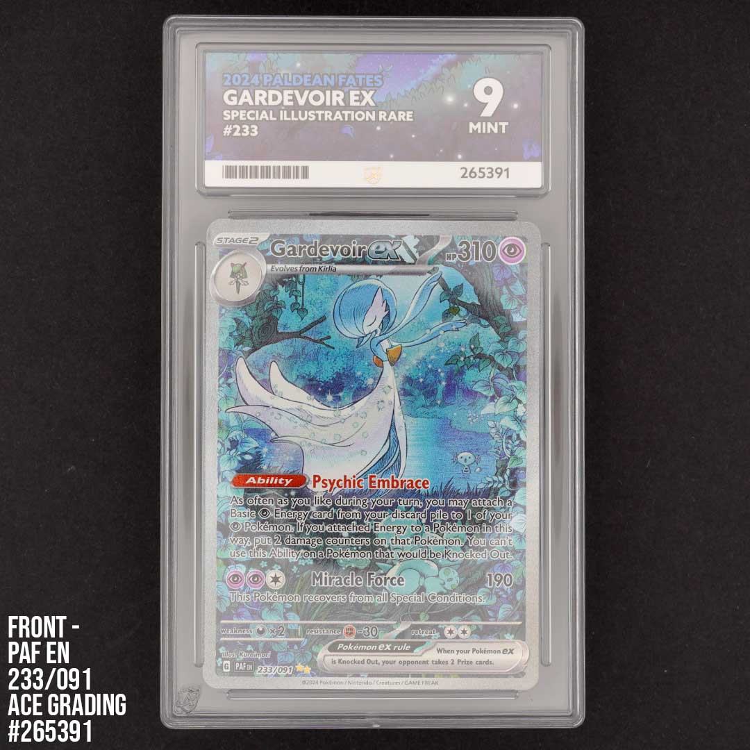 mint 9 gardevoir ex 233/091 by ace grading paldean fates