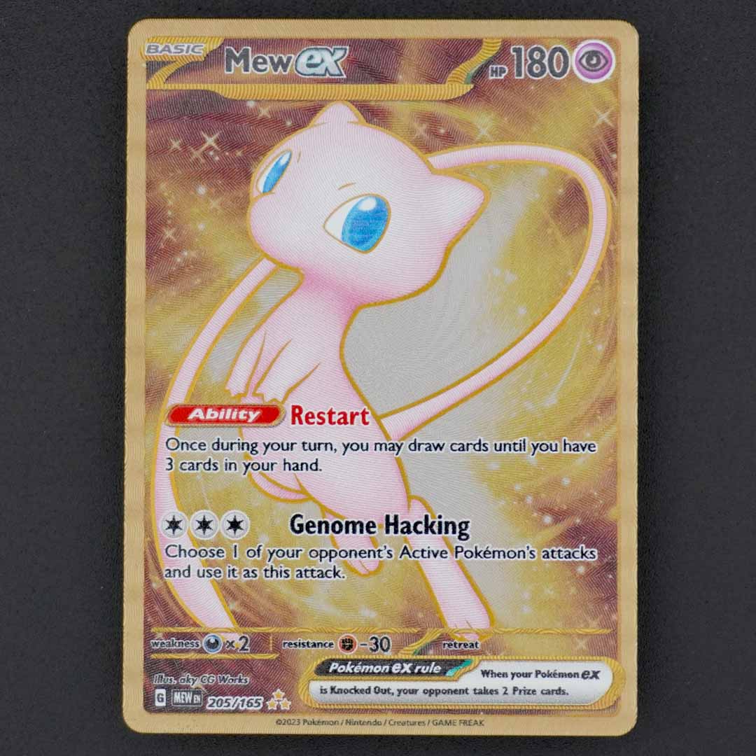 mew ex 205/165 gold metal card 