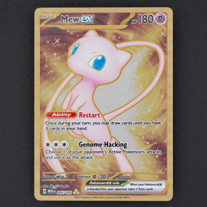 mew ex 205/165 gold metal card 